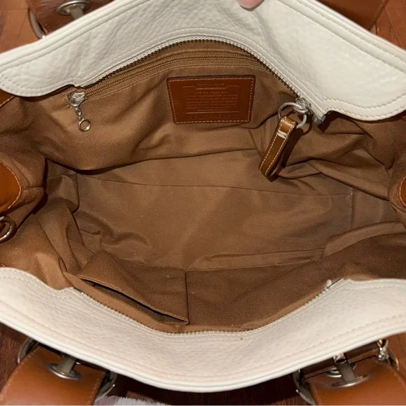 Vintage Y2K Coach Soho Pebbled Leather Small Hand Bag Cream Brown Purse F12302 - Picture 5 of 16